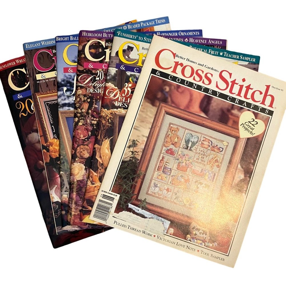 Cross Stitch & Country Crafts Better Homes and Gardens Magazines 90s 93-94 Lot o